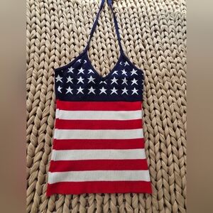 Source Unknown Americana Stars & Stripes Halter Tank Top - Red, White, Navy